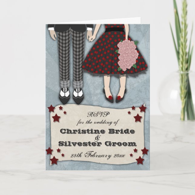 Rockabilly Wedding, RSVP Invitation (Front)