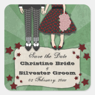 Rockabilly Wedding, save the date Square Sticker