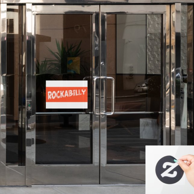 RockaBilly white window cling (Office Door)