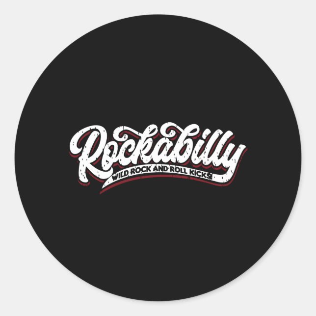 Rockabilly Wild Rock N Roll - Typo - neg Classic Round Sticker (Front)