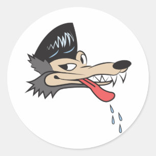 Rockabilly Wolf Classic Round Sticker