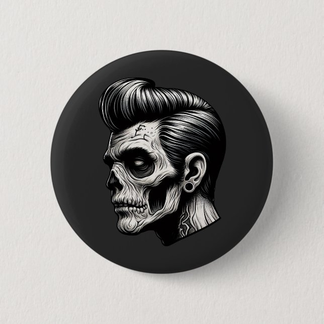 Rockabilly Zombie Vibes 6 Cm Round Badge (Front)