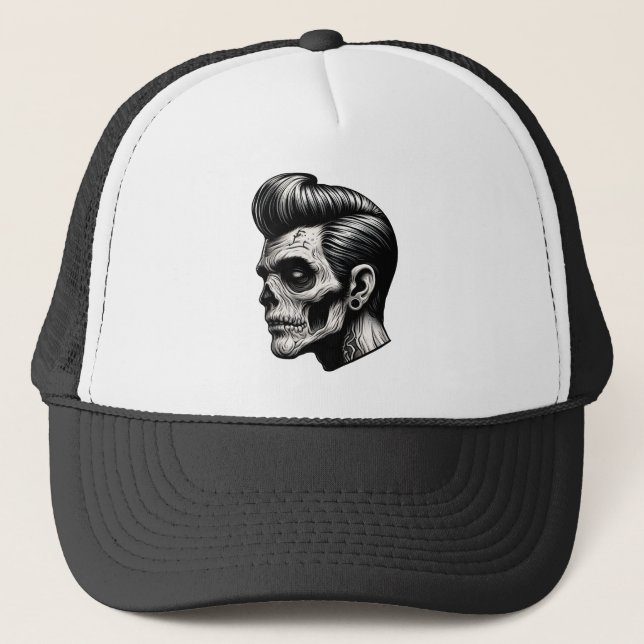 Rockabilly Zombie Vibes Trucker Hat (Front)