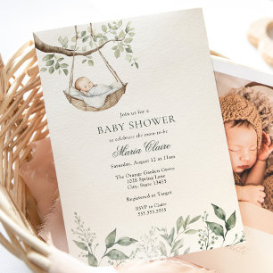 Rockabye Baby Greenery Baby Shower Invitation