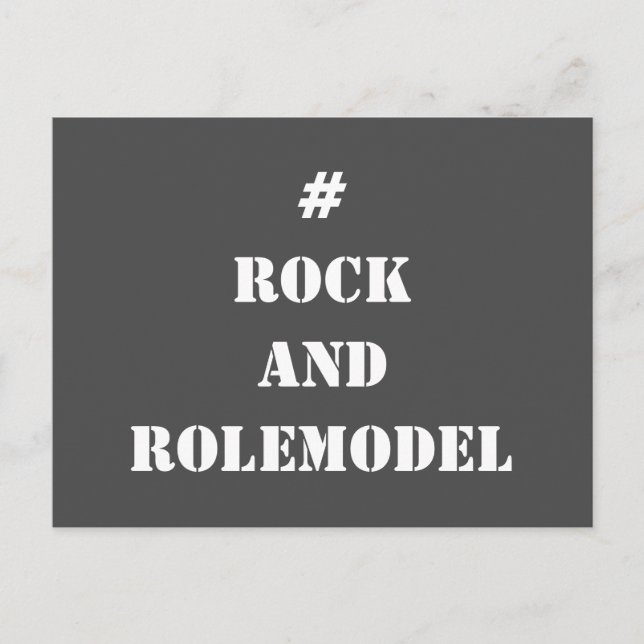#RockandRolemodel - White Editable.  Postcard (Front)