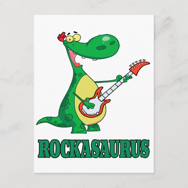 rockasaurus rock n roll dino dinosaur.ai postcard (Front)