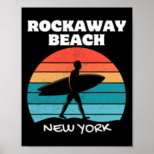 Rockaway Beach New York Surf Vintage Sunset Surfin Poster