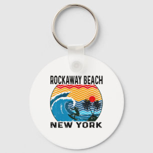 Rockaway Beach New York Surfing Surfboard Key Ring