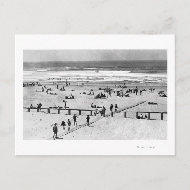 Rockaway, Oregon Beach Scene and Swimmers Postcard (Front)