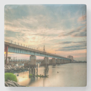 Rockaway Train Bridge Stone Coaster
