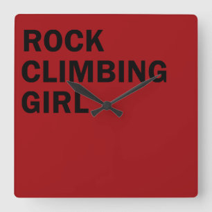 Rockclimbing girl square wall clock