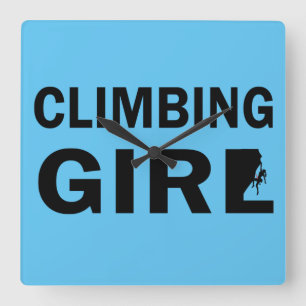Rockclimbing girl square wall clock