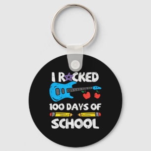 Rocked 100 Days Of School Guitar 100th Day Smarter Key Ring