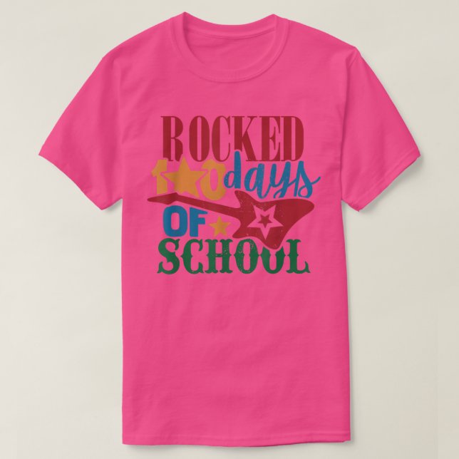Rocked 100 Days of School Music Teacher Student 10 T-Shirt (Design Front)