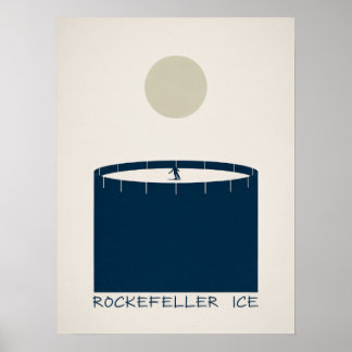 Rockefeller Ice Rink Manhattan Winter Skater Art Poster