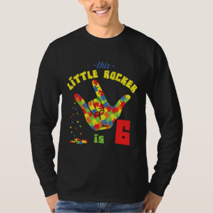 Rocker Age 6 Born Birth Puzzle Autism Awareness T-Shirt
