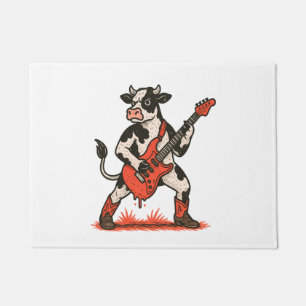 Rocker Cow , Cow Playing Guitar Doormat
