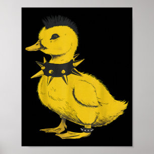 Rocker duck punk metal rock and roll music toddler poster