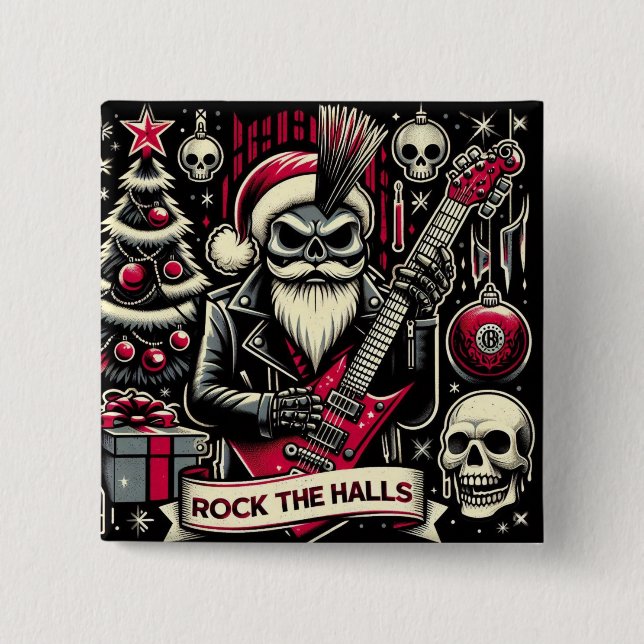 Rocker father xmas  15 cm square badge (Front)
