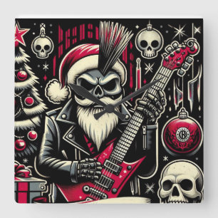 Rocker father xmas square wall clock