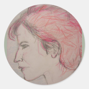 rocker girl portrait classic round sticker