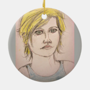 Rocker Girl with Tattoo Ceramic Tree Decoration