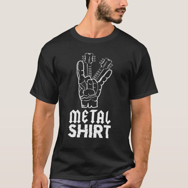Rocker Hand Sign Metal Music Love Guitar Rock Meta T-Shirt (Front)