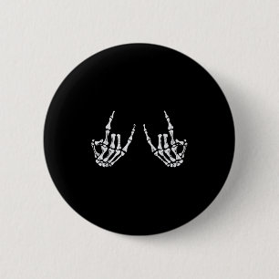 Rocker Hand Sign Rock Skeleton Halloween Costume M 6 Cm Round Badge