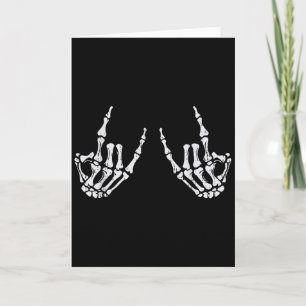 Rocker Hand Sign Rock Skeleton Halloween Costume M Card