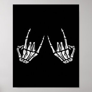 Rocker Hand Sign Rock Skeleton Retro Halloween Men