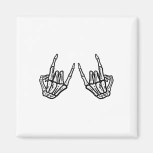 Rocker Hand Sign Rock Skeleton Retro Halloween Men Magnet
