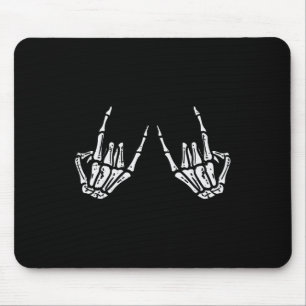 Rocker Hand Sign Rock Skeleton Retro Halloween Men Mouse Pad