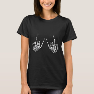 Rocker Hand Sign Rock Skeleton Retro Halloween Men T-Shirt
