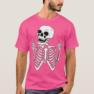 Rocker Hand Sign Rock Skeleton Retro Halloween Men T-Shirt