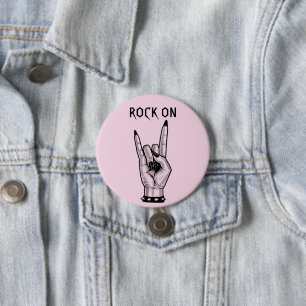 Rocker horns Female Hand Sign art illustration 7.5 Cm Round Badge
