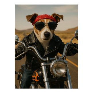 Rocker Jack Russell on the highway Poster