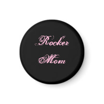 Rocker Mum Fridge Magnet (Black & Pink)