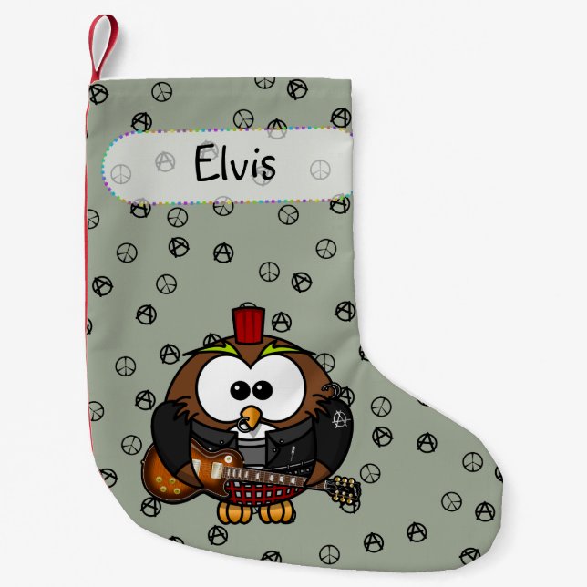 rocker owl Christmas sock (Front)