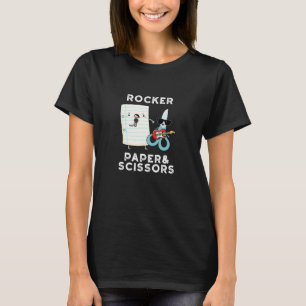 Rocker Paper And Scissors Funny Game Pun Dark BG T-Shirt