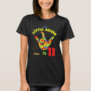 Rocker Rock Age 11 Year Old Birth Puzzle Autism Aw T-Shirt