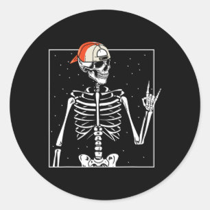 Rocker Skeleton Cap Skater Cool Halloween Punk  Classic Round Sticker