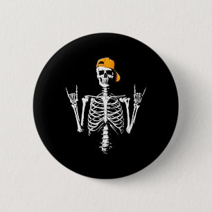 Rocker Skeleton Cap Skater Cool Halloween Punk Roc 6 Cm Round Badge