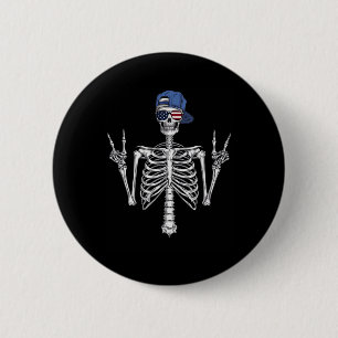 Rocker Skeleton Cap Skater Cool Halloween Punk Roc 6 Cm Round Badge