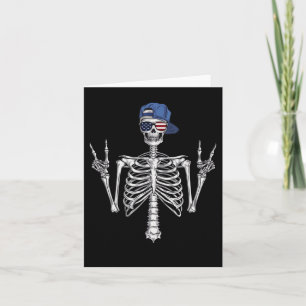 Rocker Skeleton Cap Skater Cool Halloween Punk Roc Card