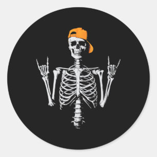 Rocker Skeleton Cap Skater Cool Halloween Punk Roc Classic Round Sticker