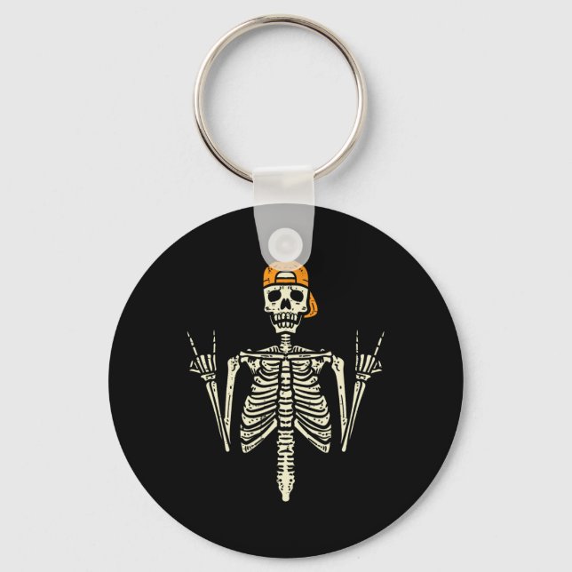 Rocker Skeleton Cap Skater Cool Halloween Punk Roc Key Ring (Front)