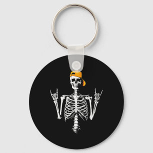Rocker Skeleton Cap Skater Cool Halloween Punk Roc Key Ring