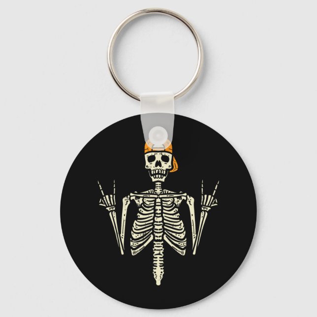 Rocker Skeleton Cap Skater Cool Halloween Punk Roc Key Ring (Front)