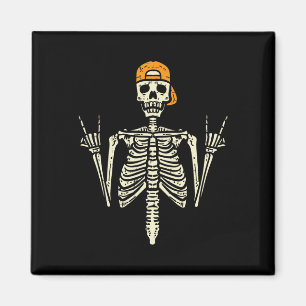 Rocker Skeleton Cap Skater Cool Halloween Punk Roc Magnet