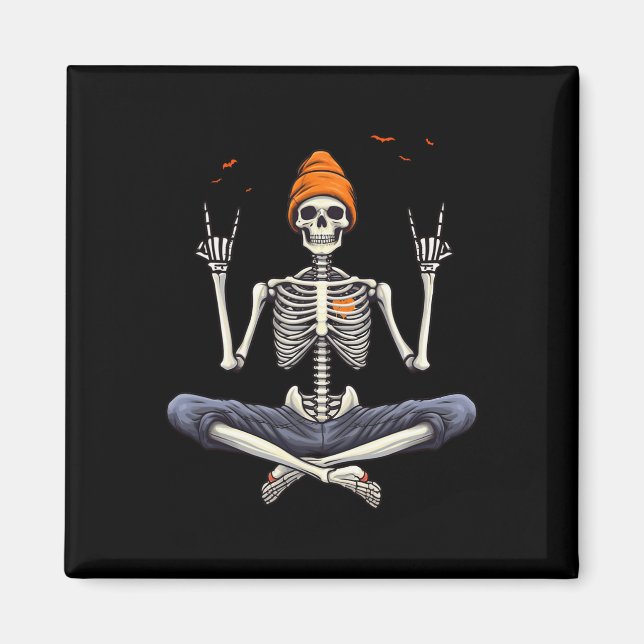 Rocker Skeleton Cap Skater Cool Halloween Punk Roc Magnet (Front)